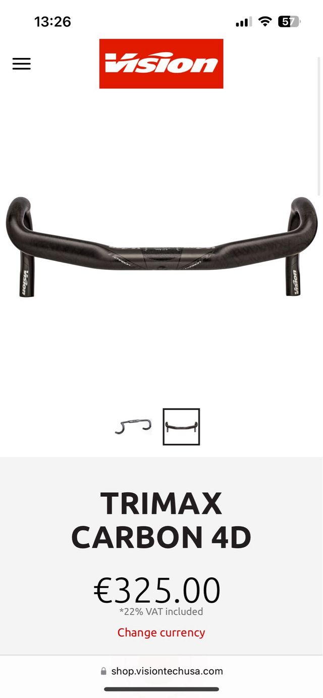 Manillar bicicleta carbono Vision Trimax 4D nuevo