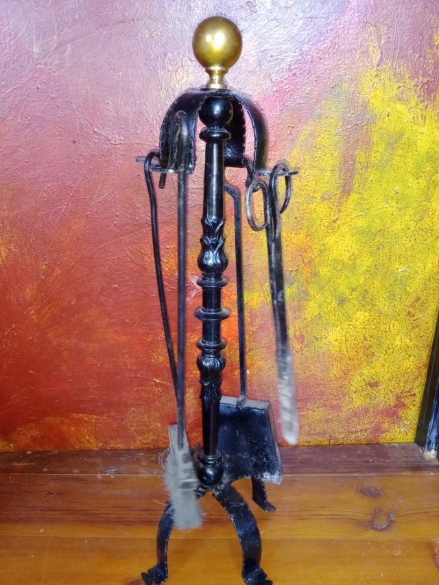 SET ANTIGUO AÑOS 60 UTENSILIOS CHIMENEA