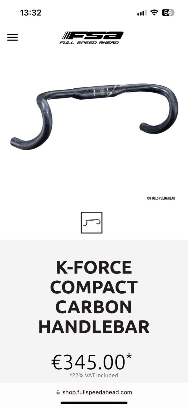 Manillar bicicleta carbono FSA K-Force nuevo