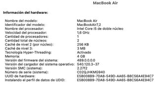 Macbook Air 13 pulgadas (2015)