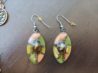 Pendientes largos varios dorado verde