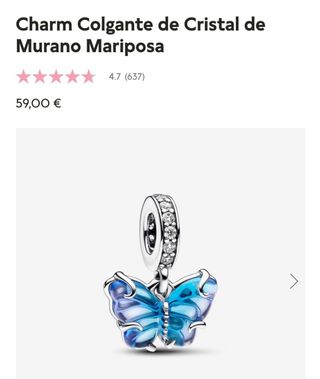 Charm colgante de cristal murano maripos
