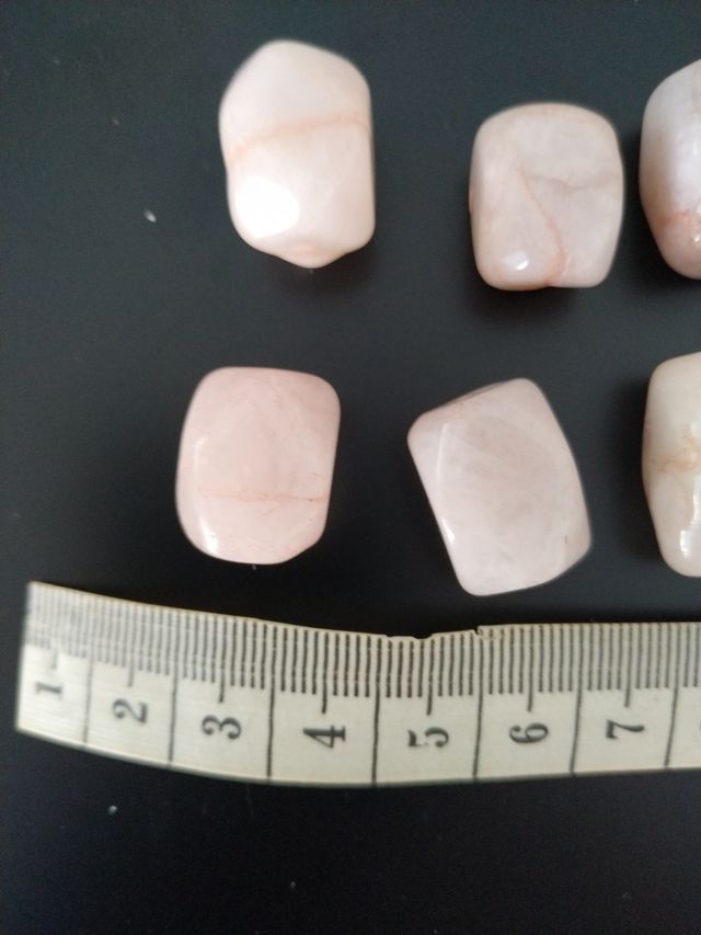 🇮🇹Lote 10 Piedras pulidas mármol Rosa agujero