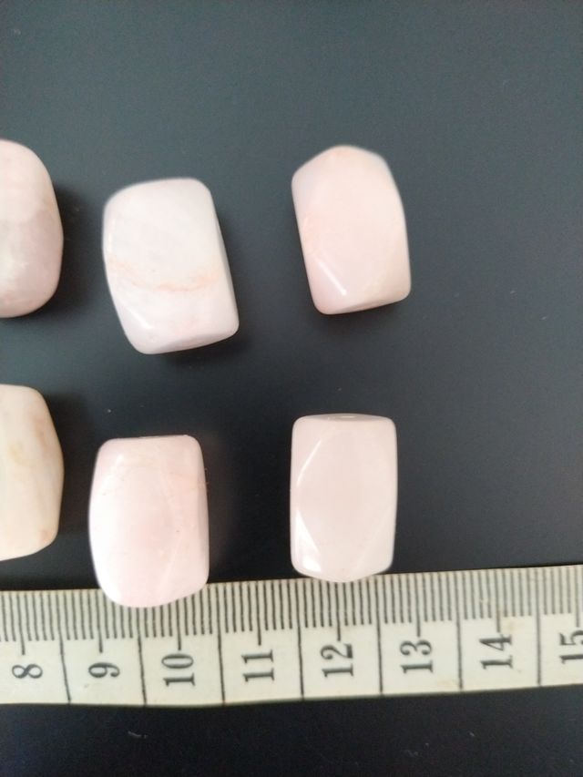 🇮🇹Lote 10 Piedras pulidas mármol Rosa agujero