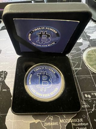 Moneda de Plata bitcoin coleccionista