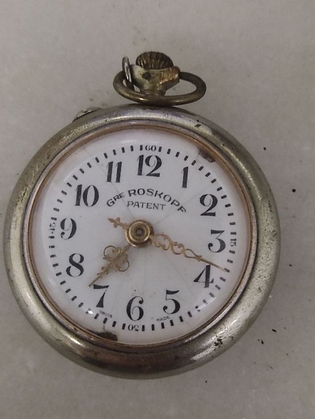 OROLOGIO DA TASCA IN VERNICE ROSCOPF GRIGIO ANTICO