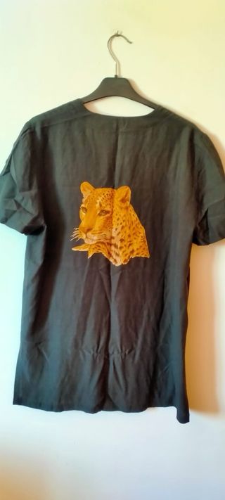 Camisa manga corta negra vintage tigre 