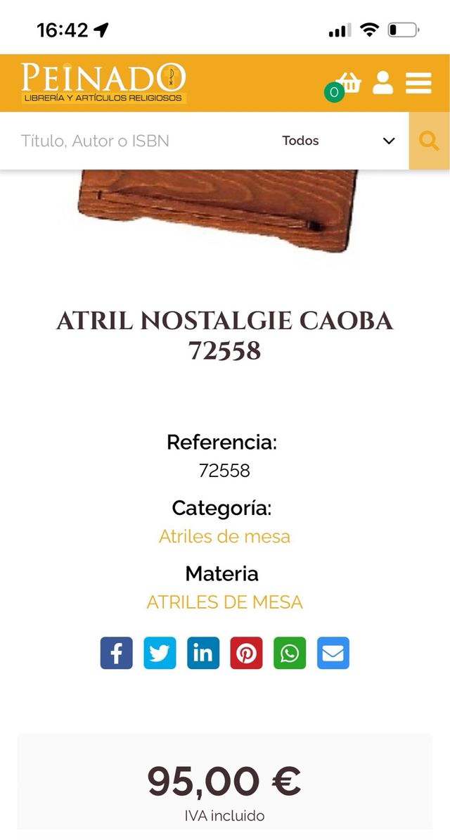 Atril "nostalgie" de madera en color caoba