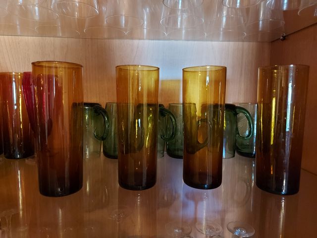 8 vasos tubo marrón vintage