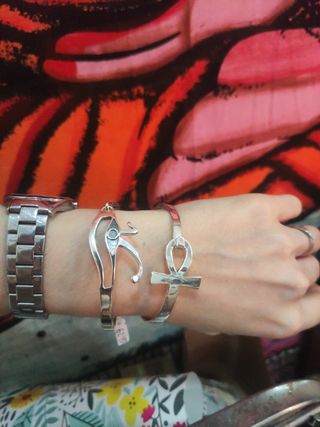 Pulsera aro,tipo caña egipcia plata de ley