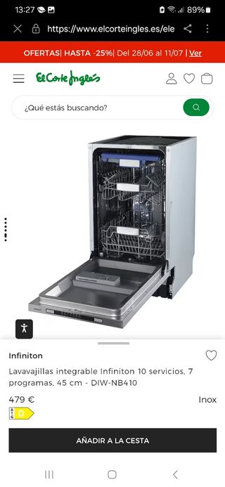 LAVAVAJILLAS 45cm INFINITON DIW-NB410