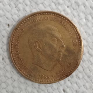 MONEDA DE 1 PESETA FRANQUISTA DEL AÑO 1966