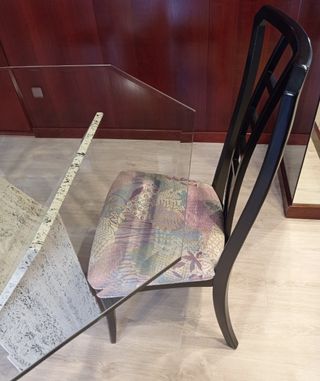 MESA CRISTAL Y MÁRMOL TRAVERTINO+MANTEL DE REGALO 