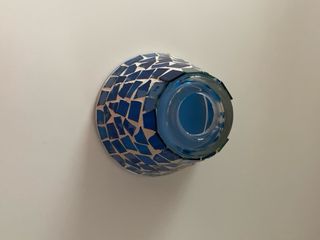 Lampada porta-candele mosaica azzurra
