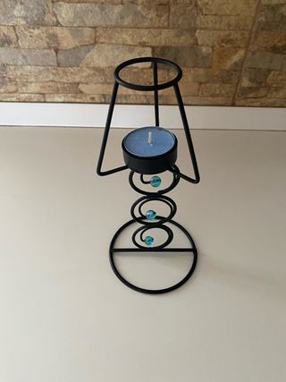 Lampada porta-candele mosaica azzurra