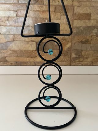 Lampada porta-candele mosaica azzurra