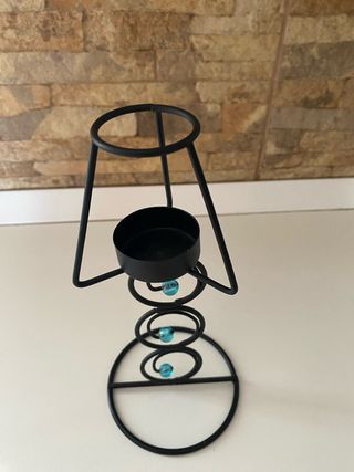 Lampada porta-candele mosaica azzurra