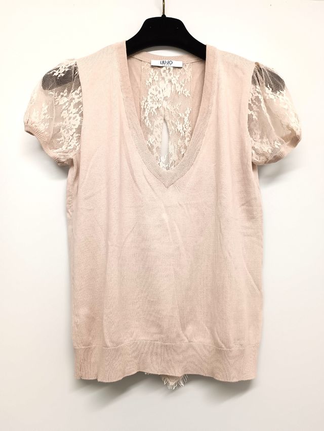 Top donna Liu Jo rosa/beige, dettagli in pizzo