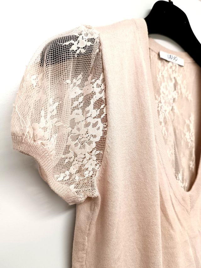 Top donna Liu Jo rosa/beige, dettagli in pizzo