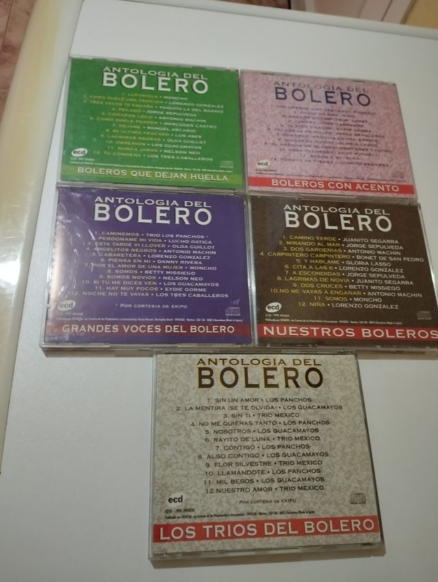 5 CD de boleros,muy variados,originales