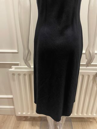 vestido lino/algodón negro escote puntilla