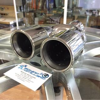 🔵2xDoble Redonda 76mm Recta Cola Escape Acero Inox