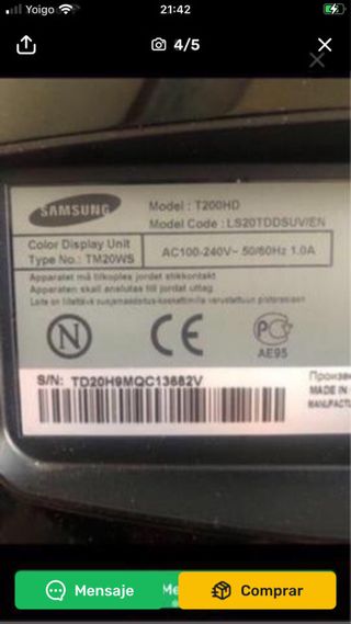 Televisiones Samsung 20”y 19”