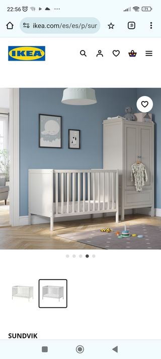 Cuna de madera de ikea con colchón