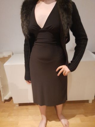 Vestido de fiesta marrón + chaqueta