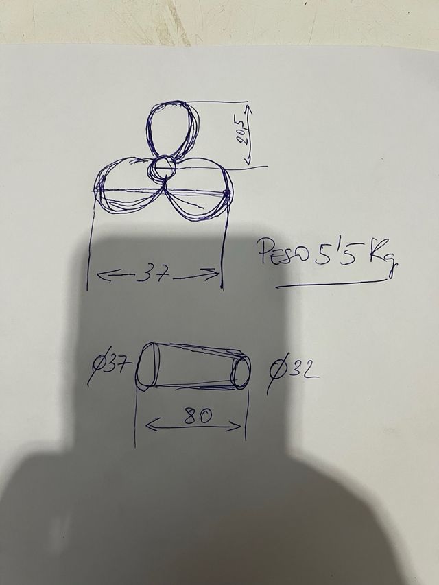 Helice marina , medidas en fotos, 5,5kg