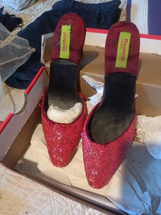 Zapatos fiesta piedras rojas