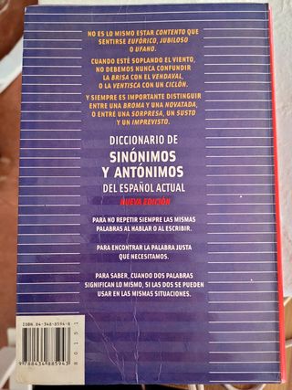 Diccionario sinónimos antónimos Español