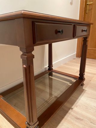 Mesita madera con cristal