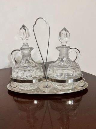 Set olio e aceto in vetro e acciaio