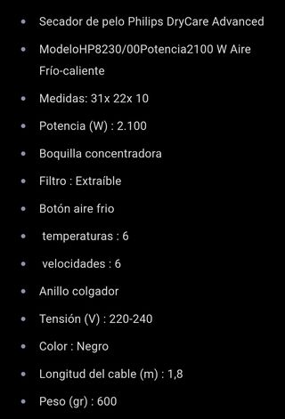 secador pelo Philips NUEVOS 2100w