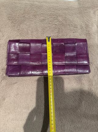 Clutch - Bolso de mano 100% cuero auténtico morado