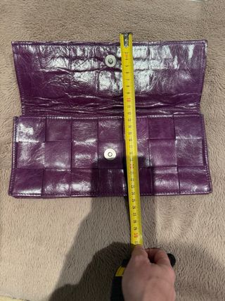 Clutch - Bolso de mano 100% cuero auténtico morado