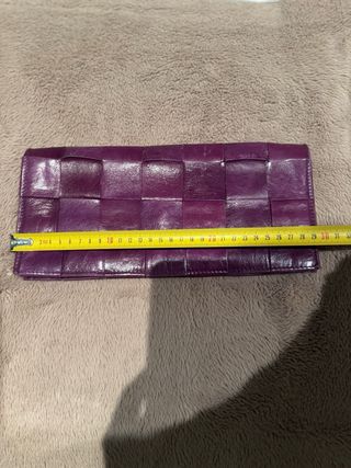 Clutch - Bolso de mano 100% cuero auténtico morado