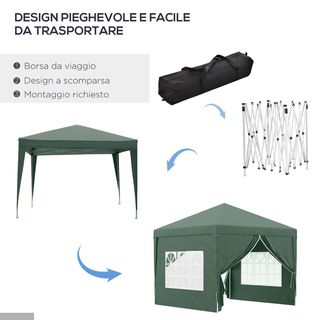 Gazebo 3x3 m da Giardino Impermeabile in Acciaio c