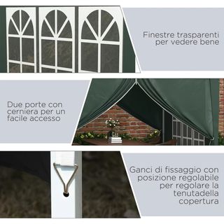 Gazebo 3x3 m da Giardino Impermeabile in Acciaio c