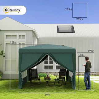 Gazebo 3x3 m da Giardino Impermeabile in Acciaio c