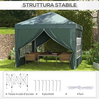 Gazebo 3x3 m da Giardino Impermeabile in Acciaio c