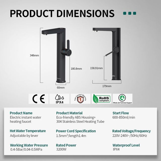 Grifo de Agua Caliente Instantáneo eléctrico