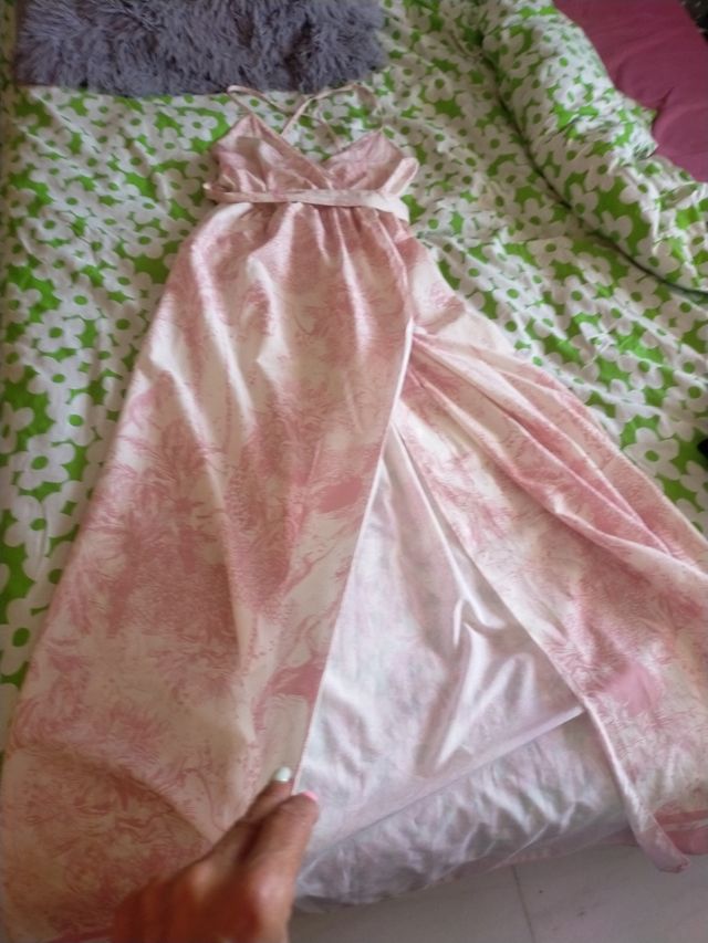 Vestido largo escote en cruz