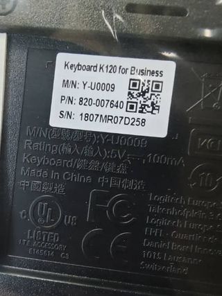 Logitech K120 Teclado con Cable USB Negro#07D258