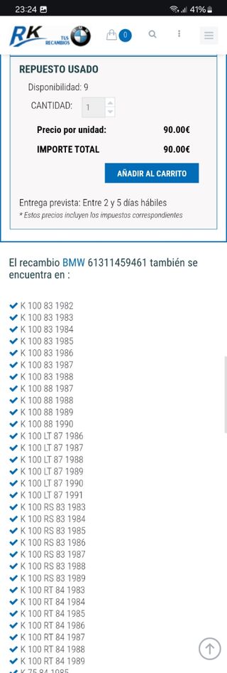 RECAMBIO MOTO BMW INTERRUPTOR COMBINADO 