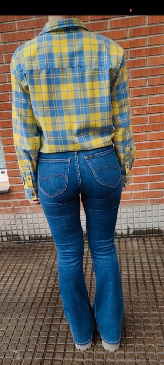 Camisa cuadros azul y amarilla Vintage