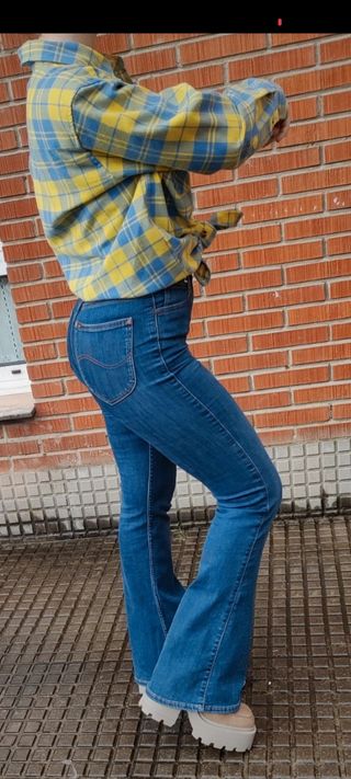 Camisa cuadros azul y amarilla Vintage