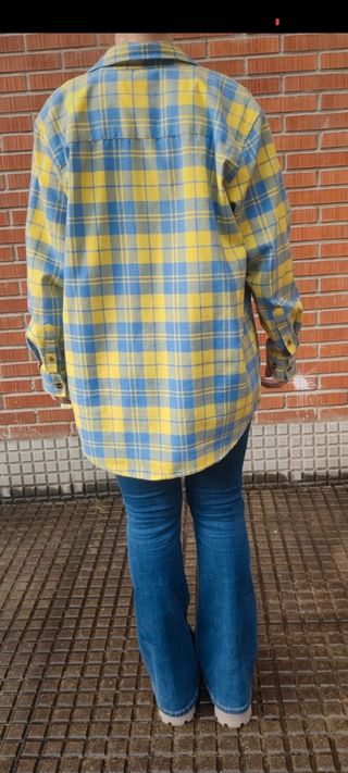 Camisa cuadros azul y amarilla Vintage