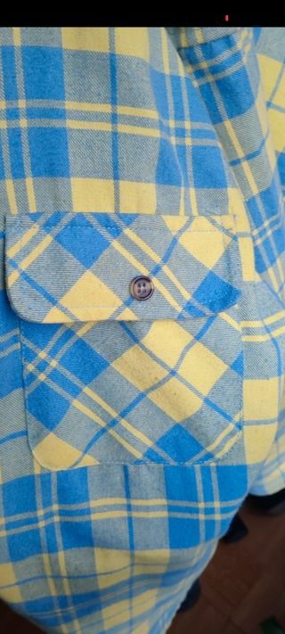 Camisa cuadros azul y amarilla Vintage